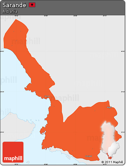 Political Simple Map of Sarandë, single color outside