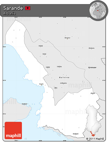 Silver Style Simple Map of Sarandë