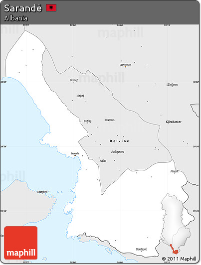 Silver Style Simple Map of Sarandë