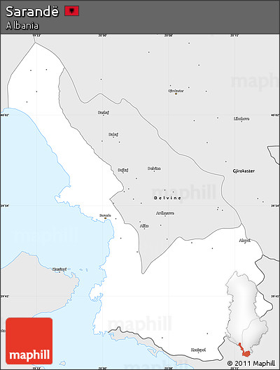 Silver Style Simple Map of Sarandë