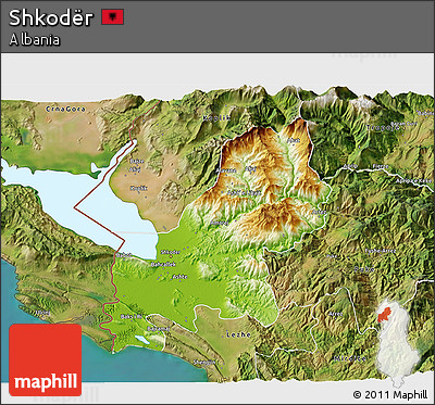 Physical 3D Map of Shkodër, satellite outside