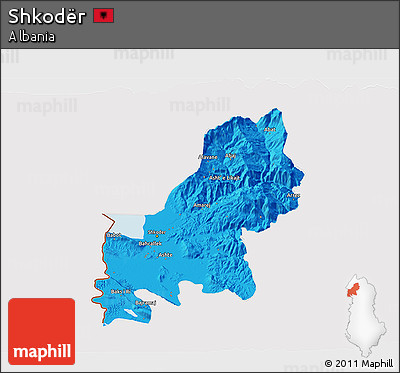 Political 3D Map of Shkodër, cropped outside