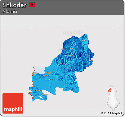 Political 3D Map of Shkodër, cropped outside