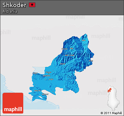 Political 3D Map of Shkodër, single color outside