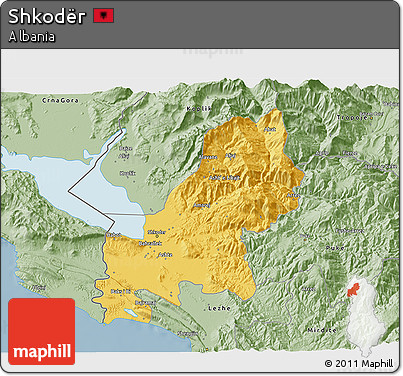 Savanna Style 3D Map of Shkodër