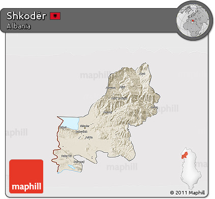 Shaded Relief 3D Map of Shkodër, cropped outside