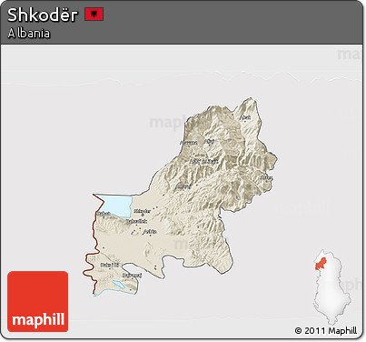 Shaded Relief 3D Map of Shkodër, cropped outside