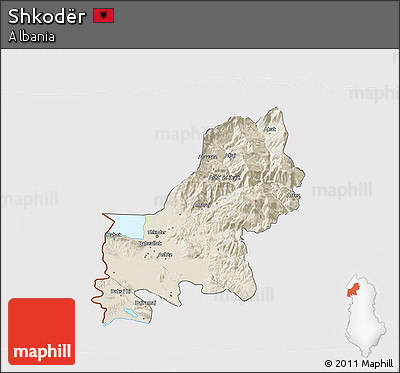 Shaded Relief 3D Map of Shkodër, cropped outside