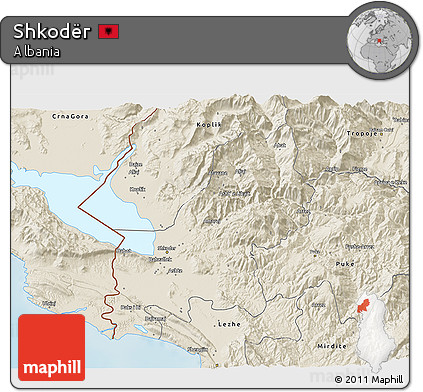 Shaded Relief 3D Map of Shkodër