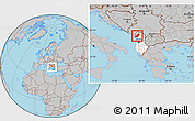 Gray Location Map of Shkodër, highlighted country, within the entire country