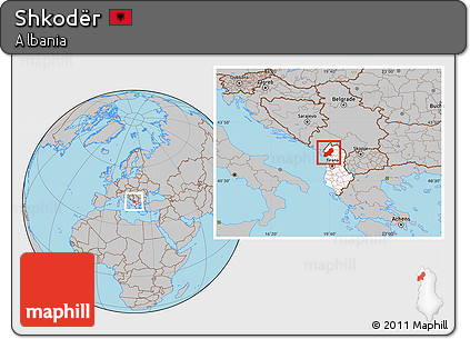 Gray Location Map of Shkodër, highlighted country