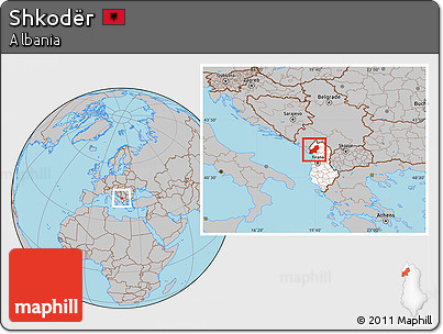 Gray Location Map of Shkodër, highlighted country