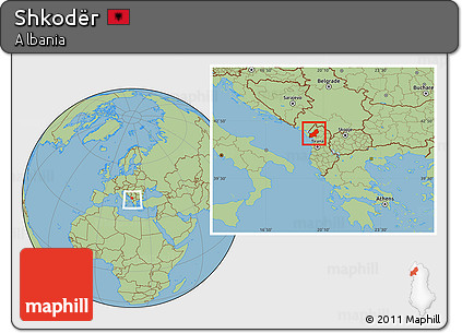Savanna Style Location Map of Shkodër, within the entire country
