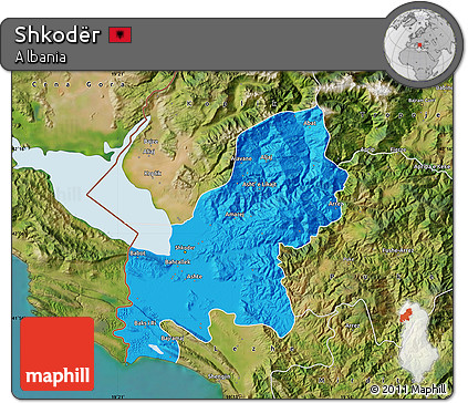 Political Map of Shkodër, satellite outside