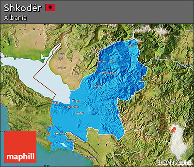 Political Map of Shkodër, satellite outside