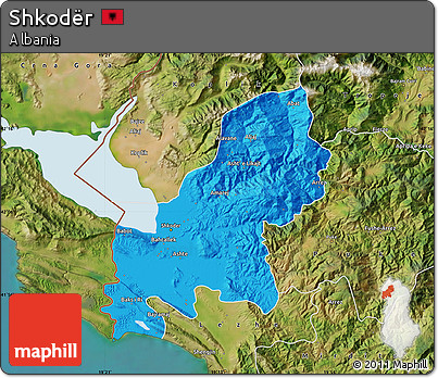 Political Map of Shkodër, satellite outside