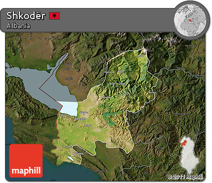 Satellite Map of Shkodër, darken