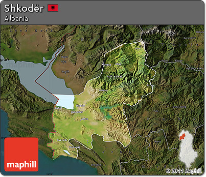 Satellite Map of Shkodër, darken