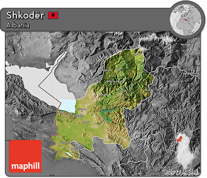 Satellite Map of Shkodër, desaturated