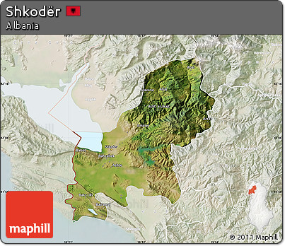 Satellite Map of Shkodër, lighten