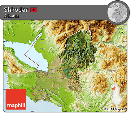 Satellite Map of Shkodër, physical outside