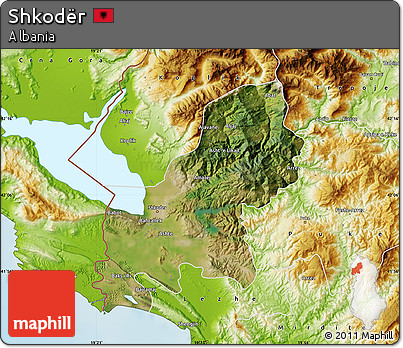 Satellite Map of Shkodër, physical outside