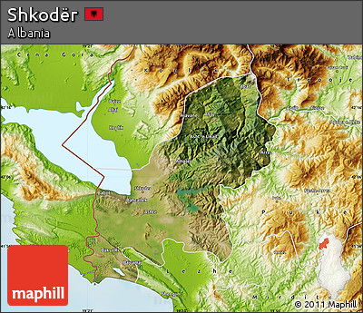 Satellite Map of Shkodër, physical outside