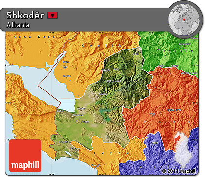 Satellite Map of Shkodër, political outside