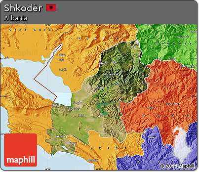 Satellite Map of Shkodër, political outside