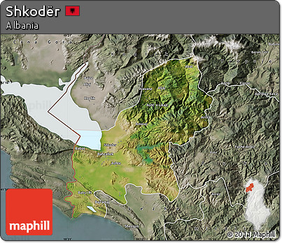 Satellite Map of Shkodër, semi-desaturated