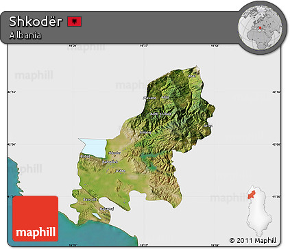 Satellite Map of Shkodër, single color outside