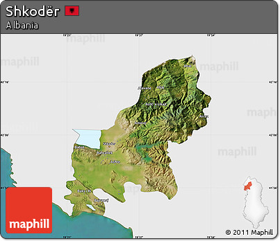 Satellite Map of Shkodër, single color outside