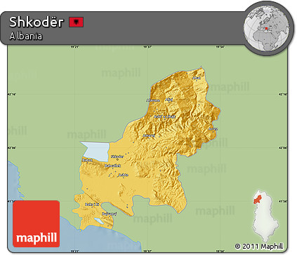 Savanna Style Map of Shkodër, single color outside