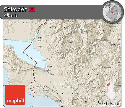 Shaded Relief Map of Shkodër