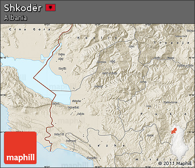 Shaded Relief Map of Shkodër