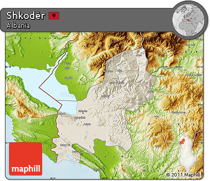 Shaded Relief Map of Shkodër, physical outside