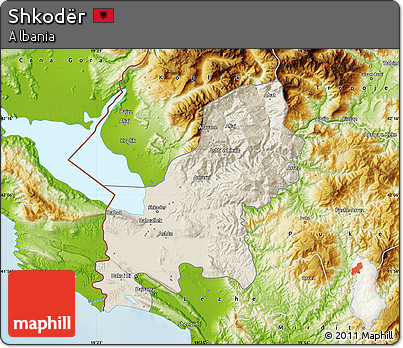 Shaded Relief Map of Shkodër, physical outside