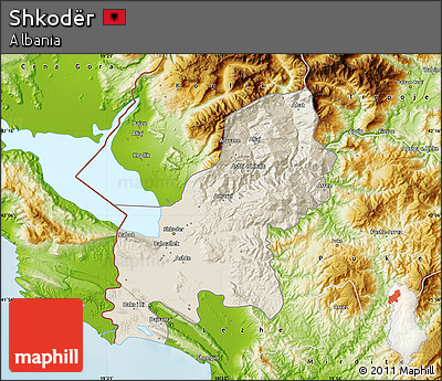 Shaded Relief Map of Shkodër, physical outside