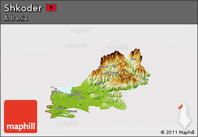 Physical Panoramic Map of Shkodër, cropped outside