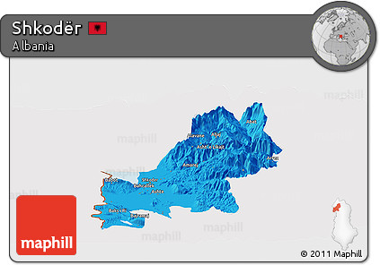 Political Panoramic Map of Shkodër, cropped outside