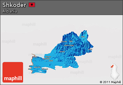 Political Panoramic Map of Shkodër, cropped outside