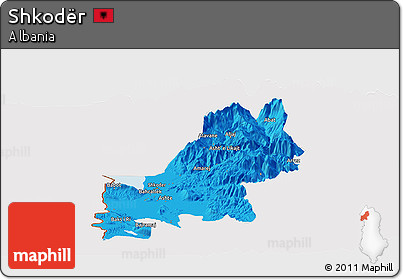 Political Panoramic Map of Shkodër, cropped outside