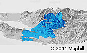 Political Panoramic Map of Shkodër, lighten, desaturated