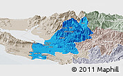 Political Panoramic Map of Shkodër, lighten, semi-desaturated