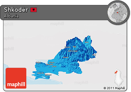 Political Panoramic Map of Shkodër, single color outside
