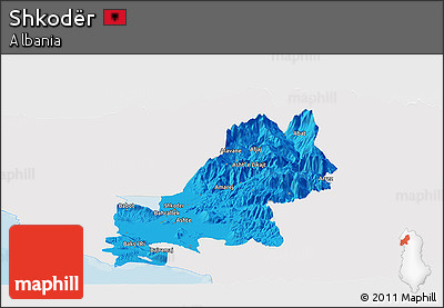 Political Panoramic Map of Shkodër, single color outside