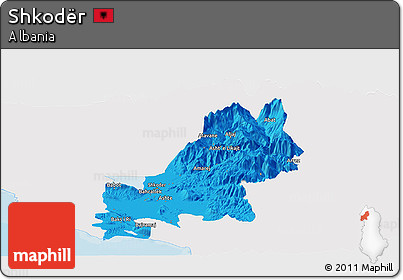 Political Panoramic Map of Shkodër, single color outside