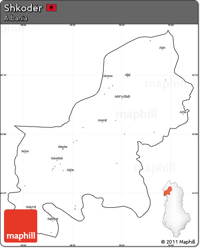Blank Simple Map of Shkodër, cropped outside