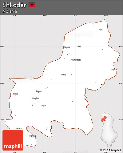 Classic Style Simple Map of Shkodër, cropped outside