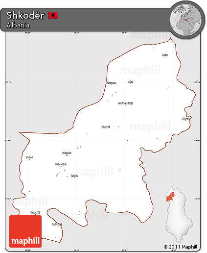 Classic Style Simple Map of Shkodër, cropped outside
